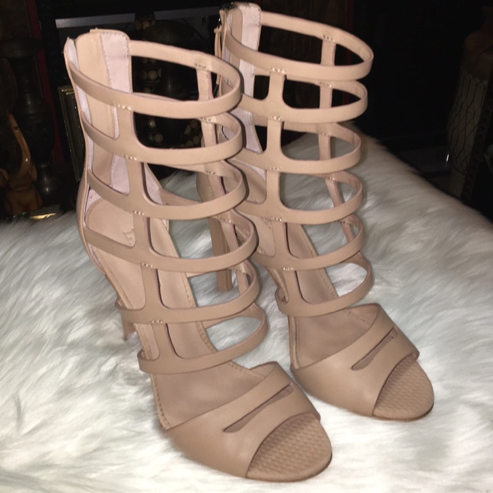 L.A.M.B. Nude Strappy Gladiator Heels - Picture 3 of 5